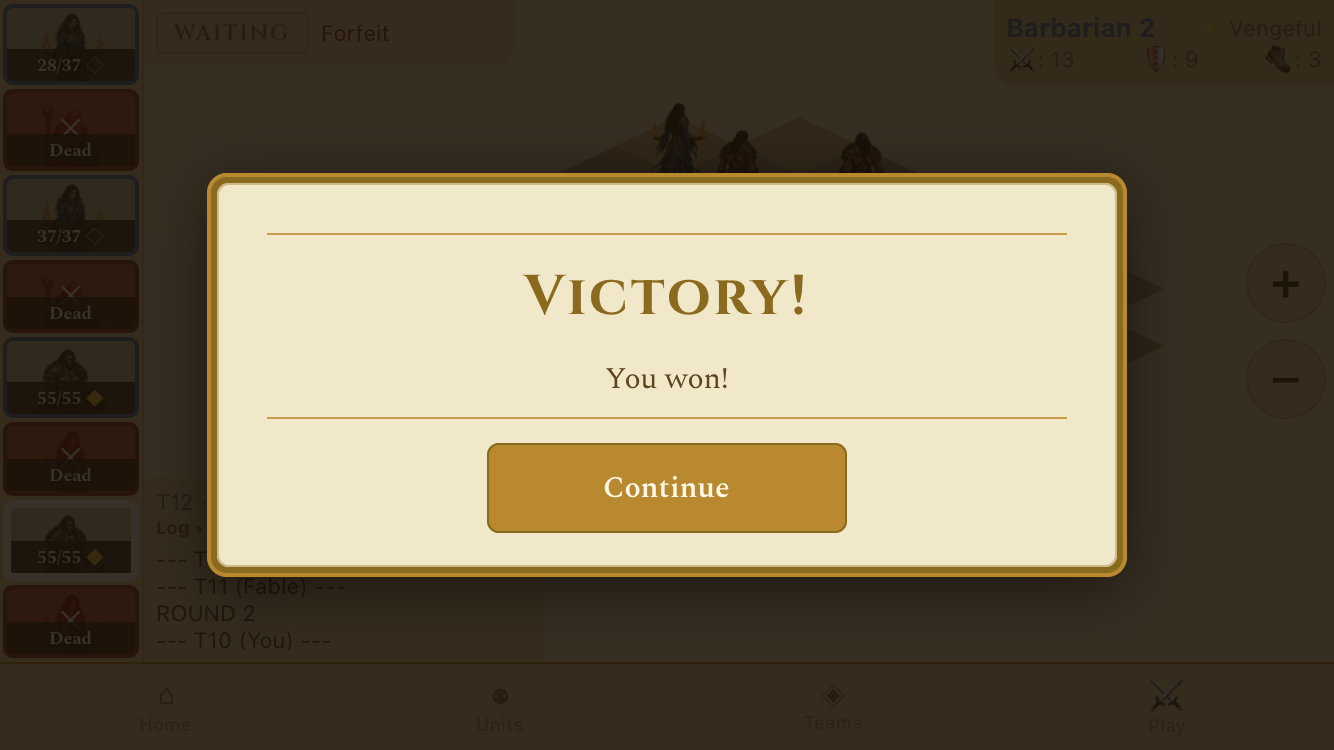 Victory screen